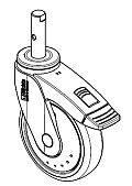Swivel castor 125 lock., DIN-Pin (gray)